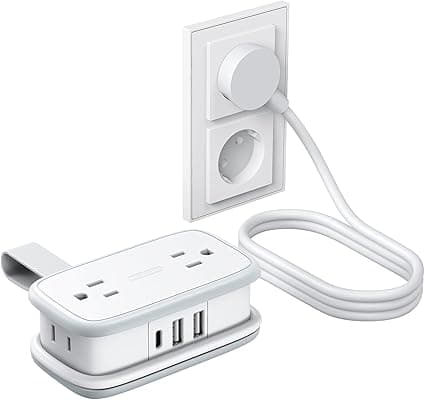 NTONPOWER Type E F Plug Adapter USB C,Germany France Power Adapter with 3 USB Ports, 4 AC Outlets US to Europe Plug Adapter for Travel Spain Iceland Korea Greece Russia Europe Travel Essentials