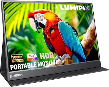 15.6 Inch Portable Monitor 1080P FHD IPS Gaming Display Monitor with USB-C & HDMI Light Weight Ultra-Slim External Second Screen with Smart Cover & Speakers for Laptop，PC, Mac, Phone, PS5, Switch