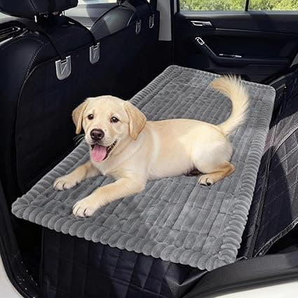 Dog Car Seat Cover for Back Seat Dog Bed for Car Fit for Backseat Extenders Soft Nonslip Washable Travel Backseat Pet Bed Mat for Cars Trucks and SUVs(Gray, 24.8" x 54")