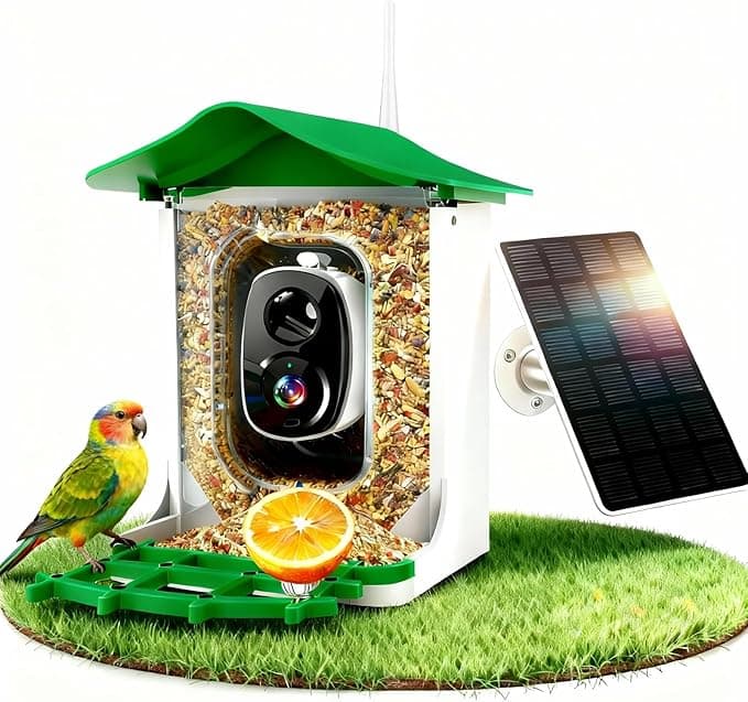Bird Feeder with Camera AI Identify Birds Species Solar Panel - Smart Bird House with 1080P HD+ Video Live Stream, Instant Arrival Alerts, Live View, Capture Video, Bird Lover Watching (Blue2)