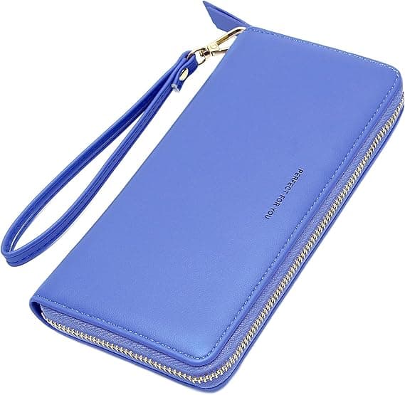 VOCUS Womens Wallet RFID Blocking Zip Around Wallet PU Leather Large Travel Long Purse Credit Card Holder with Wristlet