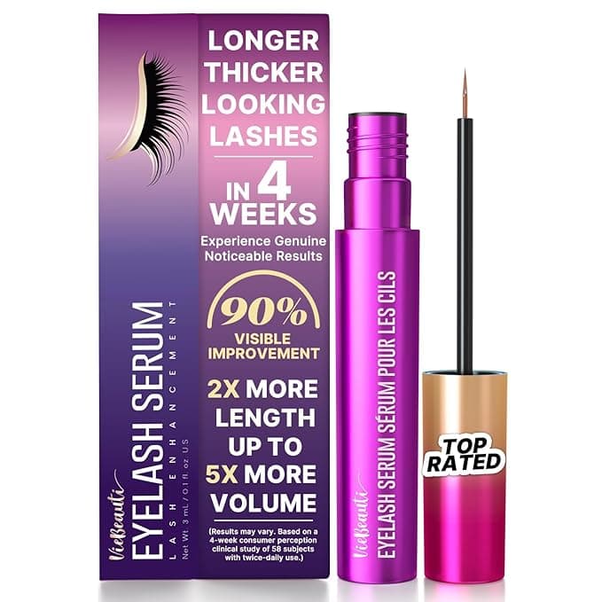 VieBeauti Lash Growth Serum Longer Fuller Thicker Eyelashes in 4 Weeks Vegan Safe for Sensitive Eyes 3mL