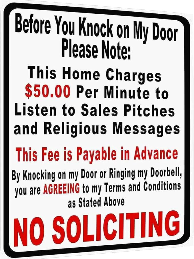 Vintage Metal Tin Sign Before You Knock On My Door No Soliciting Wall Art Decor 12x8 Inches